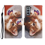 Custodia in pelle flip orizzontale con motivo dipinto con supporto, slot per schede e portafoglio, For Samsung Galaxy S21 FE 5G