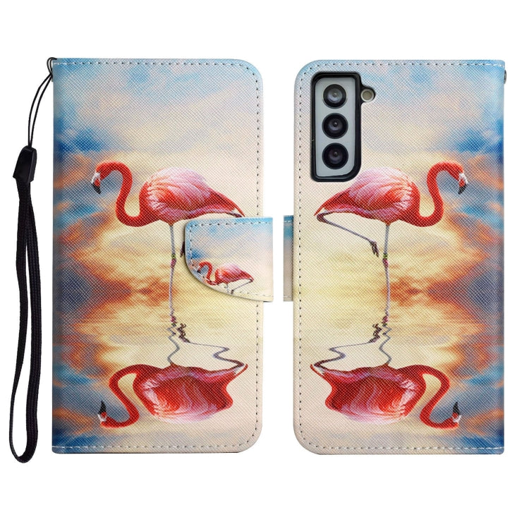 Custodia in pelle flip orizzontale con motivo dipinto con supporto, slot per schede e portafoglio, For Samsung Galaxy S21 FE 5G