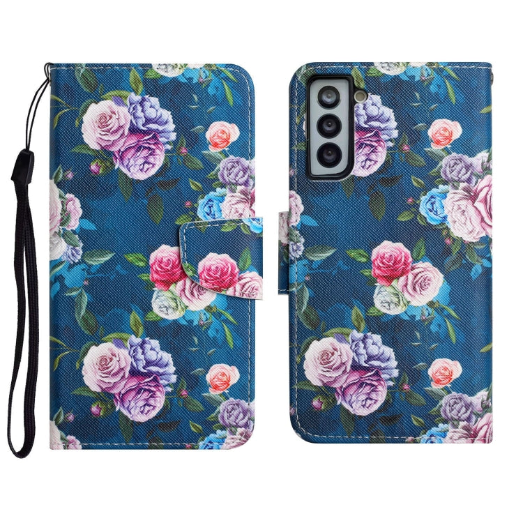 Custodia in pelle flip orizzontale con motivo dipinto con supporto, slot per schede e portafoglio, For Samsung Galaxy S21 FE 5G