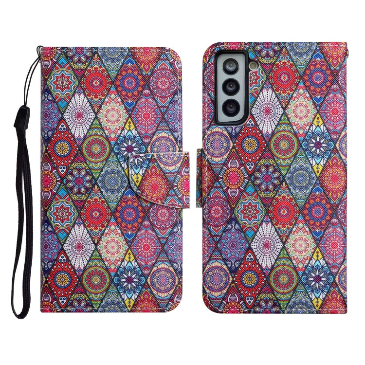 Custodia in pelle flip orizzontale con motivo dipinto con supporto, slot per schede e portafoglio, For Samsung Galaxy S21 FE 5G