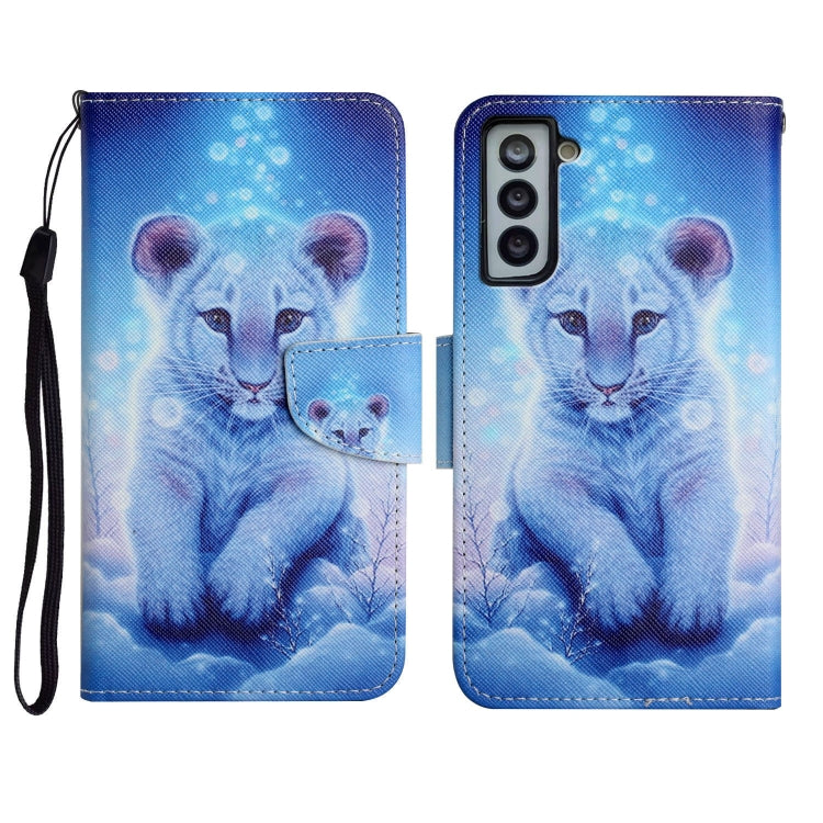 Custodia in pelle flip orizzontale con motivo dipinto con supporto, slot per schede e portafoglio, For Samsung Galaxy S21+ 5G