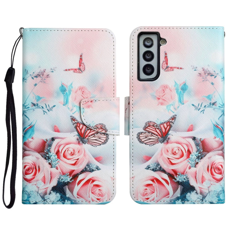 Custodia in pelle flip orizzontale con motivo dipinto con supporto, slot per schede e portafoglio, For Samsung Galaxy S21+ 5G