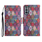 Custodia in pelle flip orizzontale con motivo dipinto con supporto, slot per schede e portafoglio, For Samsung Galaxy S21+ 5G