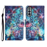 Custodia in pelle flip orizzontale con motivo dipinto con supporto, slot per schede e portafoglio, For Samsung Galaxy S21+ 5G