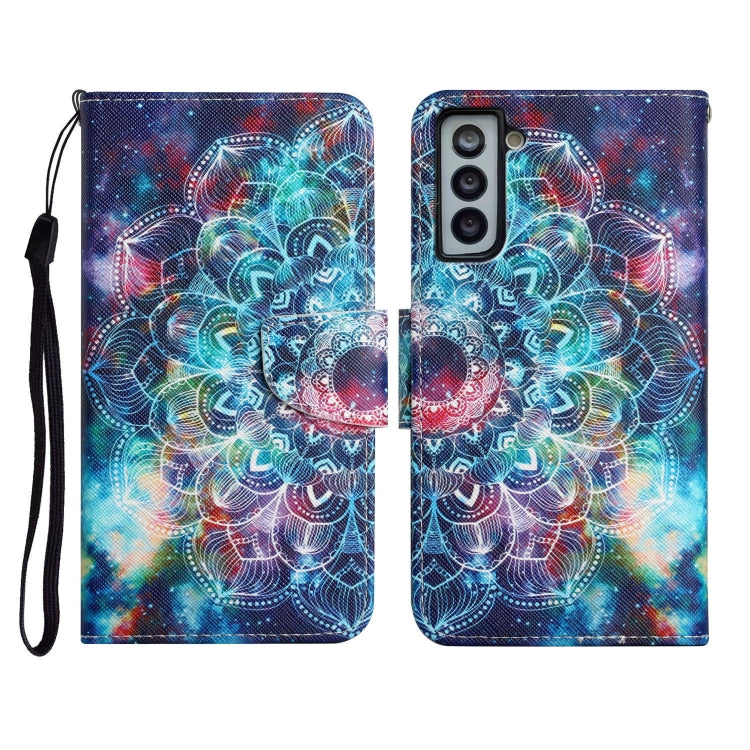 Custodia in pelle flip orizzontale con motivo dipinto con supporto, slot per schede e portafoglio, For Samsung Galaxy S21+ 5G