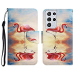 Custodia in pelle flip orizzontale con motivo dipinto con supporto, slot per schede e portafoglio, For Samsung Galaxy S21 Ultra 5G
