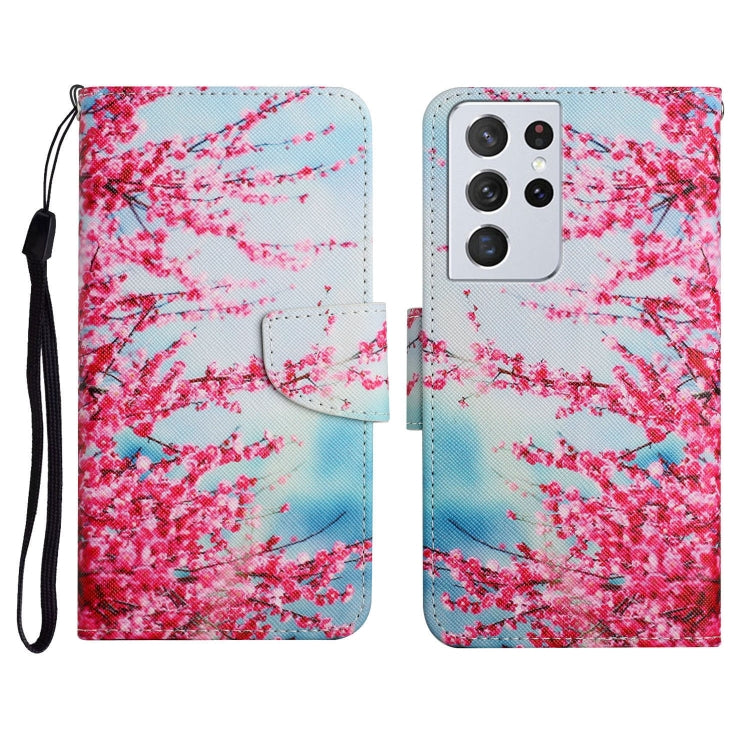Custodia in pelle flip orizzontale con motivo dipinto con supporto, slot per schede e portafoglio, For Samsung Galaxy S21 Ultra 5G