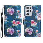 Custodia in pelle flip orizzontale con motivo dipinto con supporto, slot per schede e portafoglio, For Samsung Galaxy S21 Ultra 5G