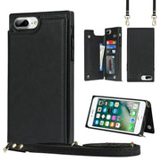 Borsa a tracolla con doppia fibbia quadrata a tracolla Custodia in TPU + PU con slot per schede e portafoglio, foto e cinturino, For iPhone 8 Plus / 7 Plus, For iPhone SE 2022 / SE 2020 / 8 / 7, For iPhone 11, For iPhone 11 Pro
