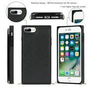 Borsa a tracolla con doppia fibbia quadrata a tracolla Custodia in TPU + PU con slot per schede e portafoglio, foto e cinturino, For iPhone 8 Plus / 7 Plus, For iPhone SE 2022 / SE 2020 / 8 / 7, For iPhone 11, For iPhone 11 Pro