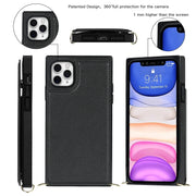 Borsa a tracolla con doppia fibbia quadrata a tracolla Custodia in TPU + PU con slot per schede e portafoglio, foto e cinturino, For iPhone 11 Pro Max, For iPhone 12 mini, For iPhone 12 / 12 Pro, For iPhone 12 Pro Max