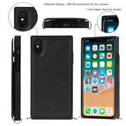 Borsa a tracolla con doppia fibbia quadrata a tracolla Custodia in TPU + PU con slot per schede e portafoglio, foto e cinturino, For iPhone XS / X, For iPhone XS Max, For iPhone XR