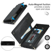 Borsa a tracolla con doppia fibbia quadrata a tracolla Custodia in TPU + PU con slot per schede e portafoglio, foto e cinturino, For iPhone XS / X, For iPhone XS Max, For iPhone XR