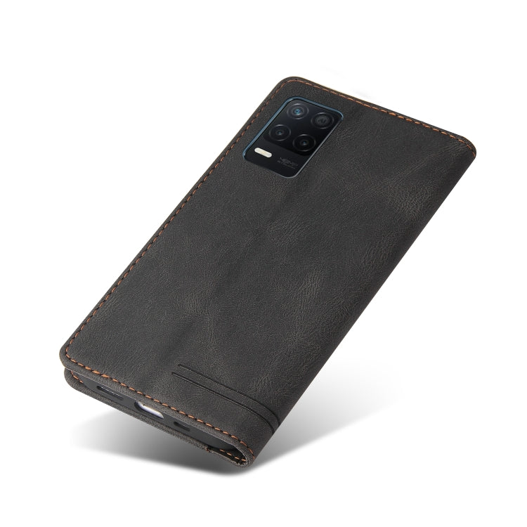 Custodia in pelle a vibrazione orizzontale con spazzola antifurto Skin Feel con supporto, slot per carte e portafoglio, For OPPO Realme V13