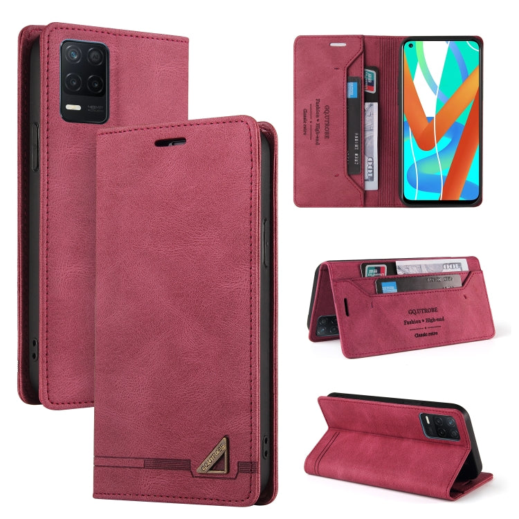 Custodia in pelle a vibrazione orizzontale con spazzola antifurto Skin Feel con supporto, slot per carte e portafoglio, For OPPO Realme V13