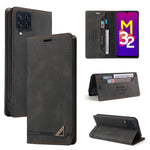 Custodia in pelle a vibrazione orizzontale con spazzola antifurto Skin Feel con supporto, slot per carte e portafoglio, For Samsung Galaxy M32