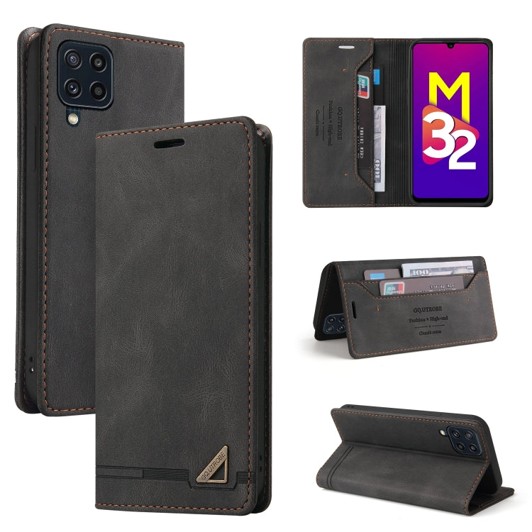 Custodia in pelle a vibrazione orizzontale con spazzola antifurto Skin Feel con supporto, slot per carte e portafoglio, For Samsung Galaxy M32