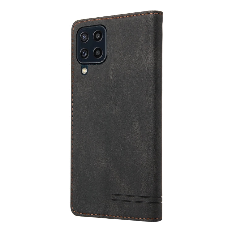 Custodia in pelle a vibrazione orizzontale con spazzola antifurto Skin Feel con supporto, slot per carte e portafoglio, For Samsung Galaxy M32