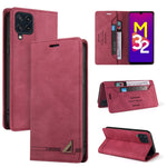 Custodia in pelle a vibrazione orizzontale con spazzola antifurto Skin Feel con supporto, slot per carte e portafoglio, For Samsung Galaxy M32