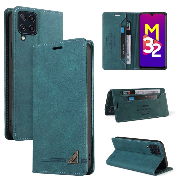 Custodia in pelle a vibrazione orizzontale con spazzola antifurto Skin Feel con supporto, slot per carte e portafoglio, For Samsung Galaxy M32