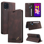 Custodia in pelle a vibrazione orizzontale con spazzola antifurto Skin Feel con supporto, slot per carte e portafoglio, For Samsung Galaxy M32