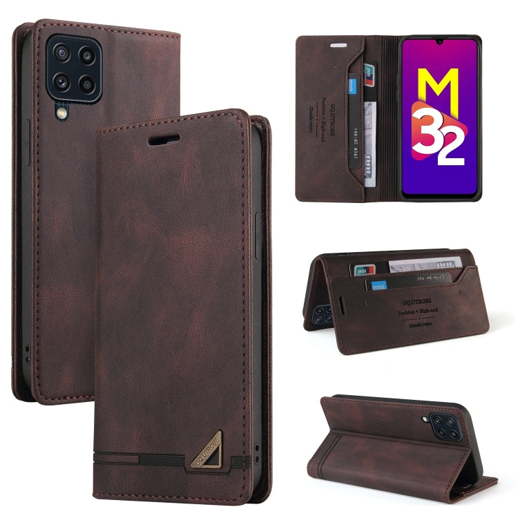 Custodia in pelle a vibrazione orizzontale con spazzola antifurto Skin Feel con supporto, slot per carte e portafoglio, For Samsung Galaxy M32