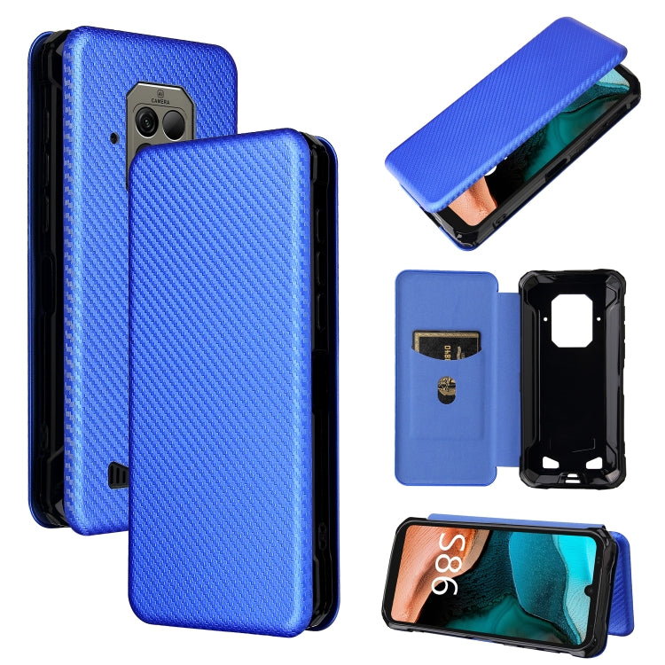 Struttura in fibra di carbonio Flip orizzontale magnetico Custodia in pelle TPU + PC + PU con slot per schede, For Doogee S59 / S59 Pro, For Doogee S86 / S86 Pro