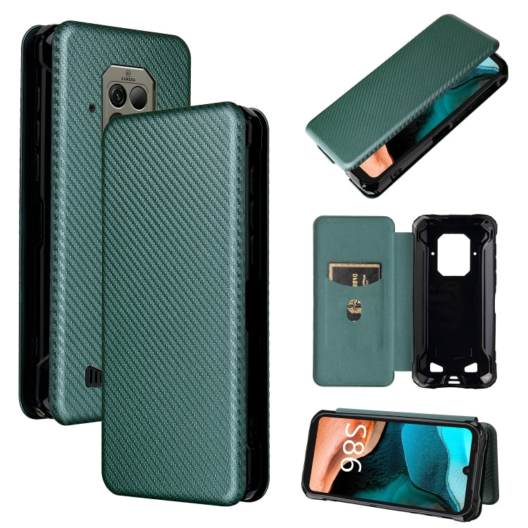 Struttura in fibra di carbonio Flip orizzontale magnetico Custodia in pelle TPU + PC + PU con slot per schede, For Doogee S59 / S59 Pro, For Doogee S86 / S86 Pro