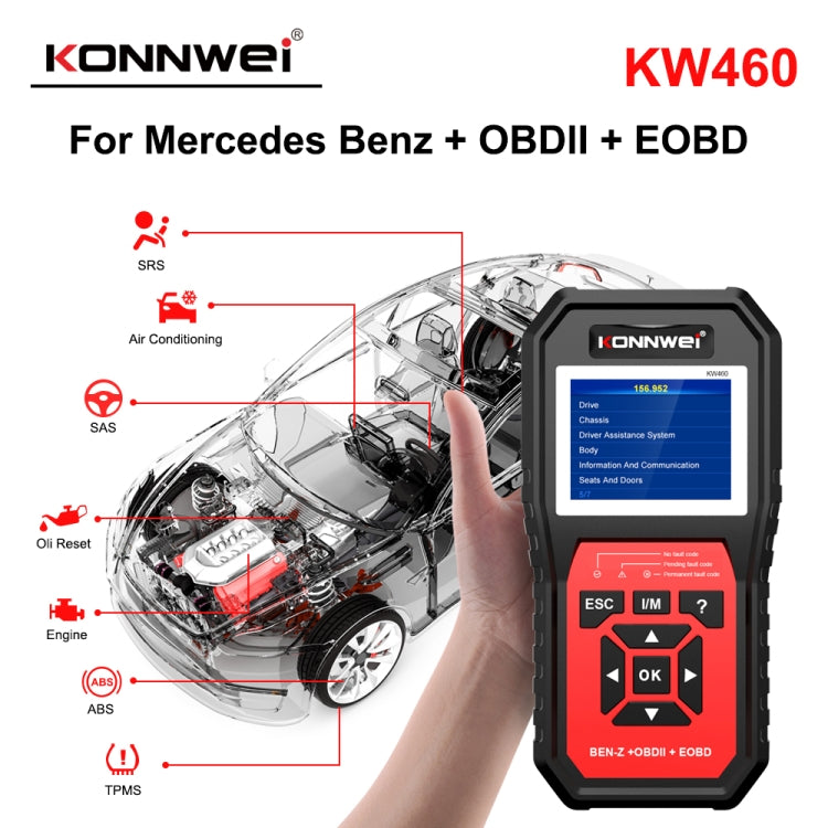 KONNWEI KW460 Strumento di diagnosi dei guasti del tester della batteria al piombo da 2,8 pollici 12V per auto, KW460