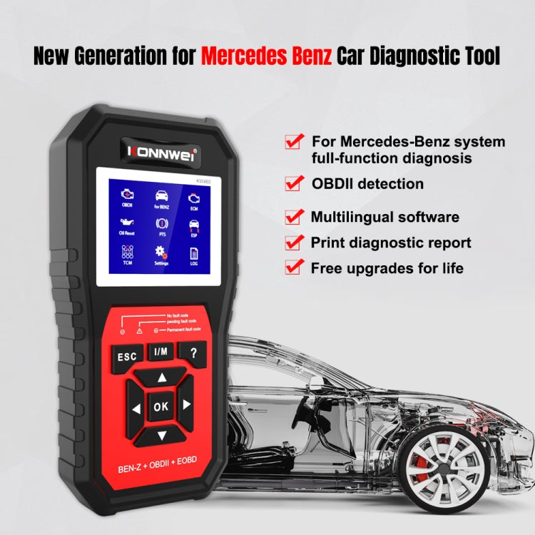 KONNWEI KW460 Strumento di diagnosi dei guasti del tester della batteria al piombo da 2,8 pollici 12V per auto, KW460