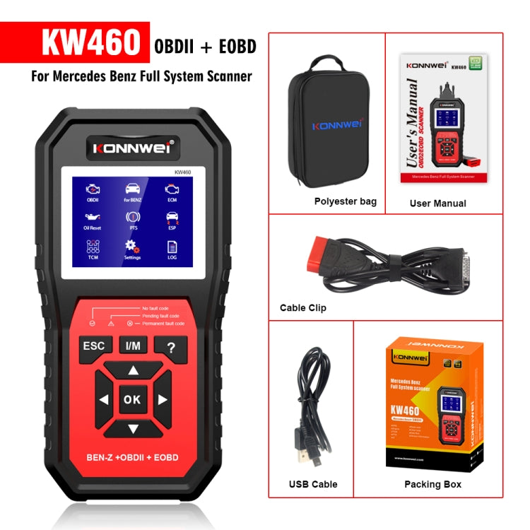 KONNWEI KW460 Strumento di diagnosi dei guasti del tester della batteria al piombo da 2,8 pollici 12V per auto, KW460