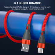 ADC-001 3A Cavo dati di ricarica rapida da USB a USB-C / Type-C Weave, 1m USB-C / Type-C, 2m USB-C / Type-C