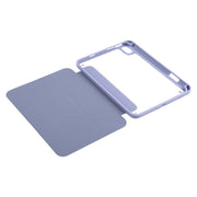 Deformazione Custodia in pelle PU con vibrazione orizzontale in acrilico trasparente con supporto multi-pieghevole e funzione Sleep / Wake-up e slot per penna, For iPad mini 2024 / mini 6