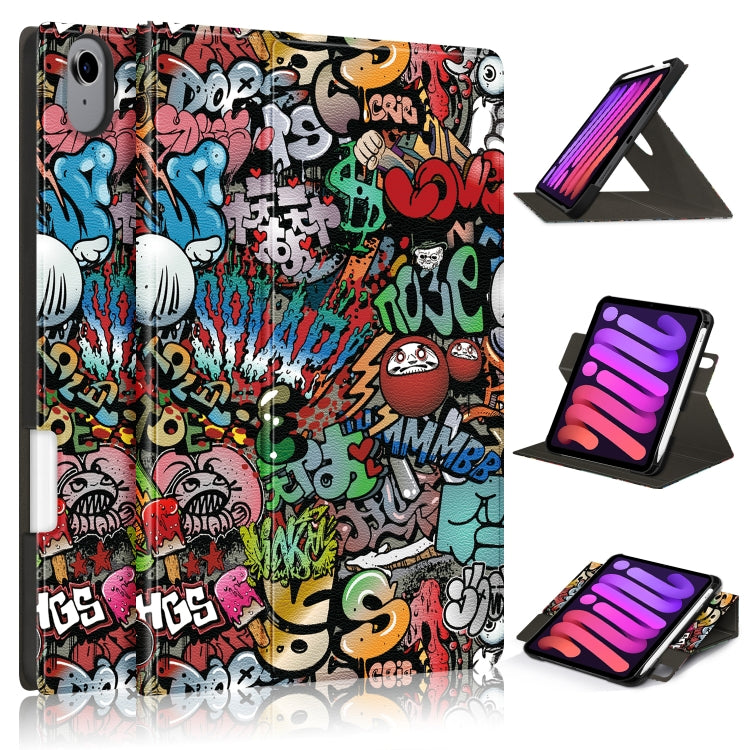 Custodia in pelle PU a vibrazione orizzontale con motivo a tensione dipinta con supporto rotante e slot per penna e funzione Sleep / Wake-up, For iPad mini 2024 / mini 6