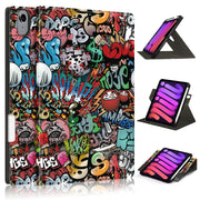 Custodia in pelle PU a vibrazione orizzontale con motivo a tensione dipinta con supporto rotante e slot per penna e funzione Sleep / Wake-up, For iPad mini 2024 / mini 6