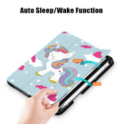 Custodia in pelle flip orizzontale in TPU con motivo dipinto con supporto a tre pieghe e slot per penna e funzione Sleep / Wake-up, For iPad mini 2024 / mini 6