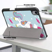 Custodia in pelle flip orizzontale in TPU con motivo dipinto con supporto a tre pieghe e slot per penna e funzione Sleep / Wake-up, For iPad mini 2024 / mini 6