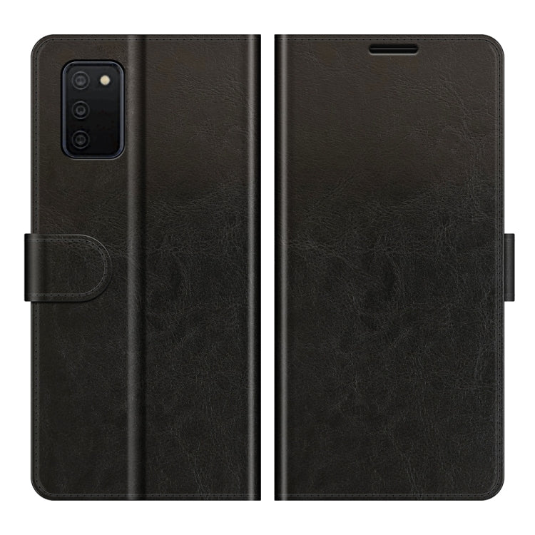 R64 Texture Custodia protettiva a vibrazione orizzontale singola con supporto e slot per schede e portafoglio e cornice per foto, For Samsung Galaxy A03s 166mm
