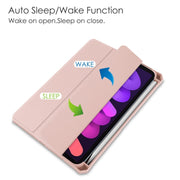 Custodia ribaltabile orizzontale in TPU acrilico + pelle PU a tre pieghe con supporto e slot per penna e funzione Sleep / Wake-up, For iPad mini 6 / mini 2024