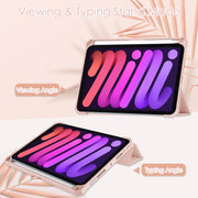 Custodia ribaltabile orizzontale in TPU acrilico + pelle PU a tre pieghe con supporto e slot per penna e funzione Sleep / Wake-up, For iPad mini 6 / mini 2024