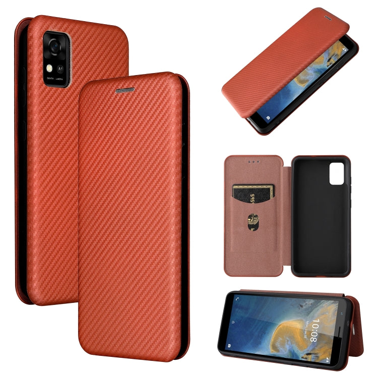 Struttura in fibra di carbonio Flip orizzontale magnetico Custodia in pelle TPU + PC + PU con slot per schede, For Motorola Moto G50 5G, For ZTE Blade A31, For ZTE Blade V30 Vita