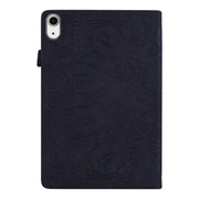 Custodia in pelle goffrata con design a doppia piegatura modello vitello con supporto e fessure per carte e portapenne e fascia elastica, For iPad mini 2024 / mini 6