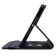 Custodia in pelle goffrata con design a doppia piegatura modello vitello con supporto e fessure per carte e portapenne e fascia elastica, For iPad mini 2024 / mini 6