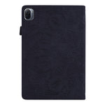 Custodia in pelle goffrata con design a doppia piegatura modello vitello con supporto e fessure per carte e portapenne e fascia elastica, For Xiaomi Mi Pad 5 / 5 Pro