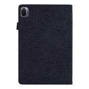 Custodia in pelle goffrata con design a doppia piegatura modello vitello con supporto e fessure per carte e portapenne e fascia elastica, For Xiaomi Mi Pad 5 / 5 Pro