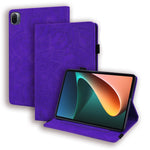 Custodia in pelle goffrata con design a doppia piegatura modello vitello con supporto e fessure per carte e portapenne e fascia elastica, For Xiaomi Mi Pad 5 / 5 Pro