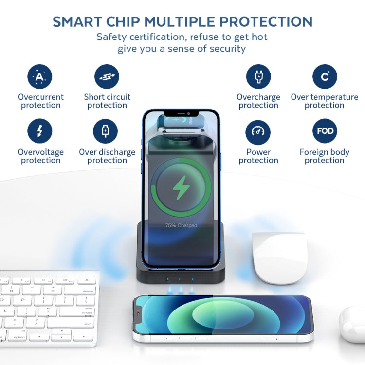 Caricabatterie wireless magnetico 3 in 1 per iPhone iWatch AirPod