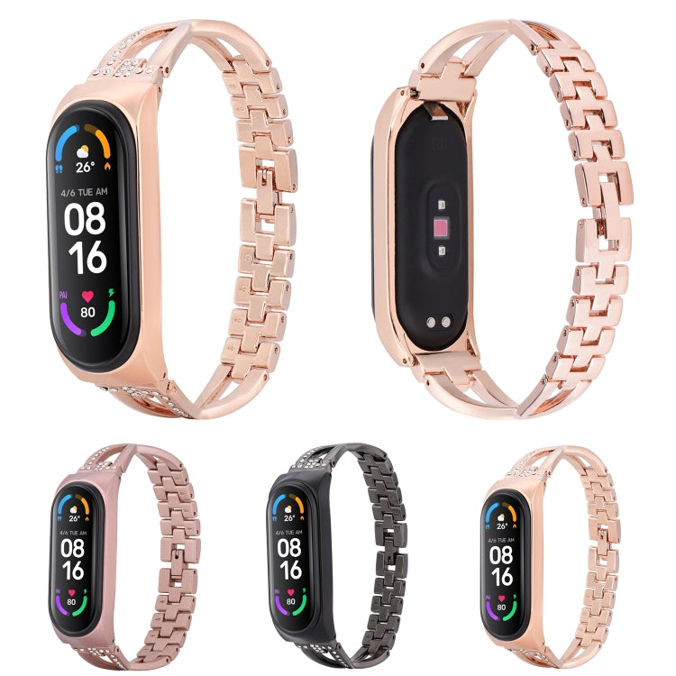 Cinturino di ricambio per cinturino in lega diamantata a forma di X, For Xiaomi Mi Band 6 / 5, For Xiaomi Mi Band 4 / 3