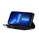 Custodia portafoglio in pelle con cerniera per iPhone 13 Pro Max