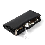 Custodia portafoglio in pelle con cerniera per iPhone 13 Pro Max